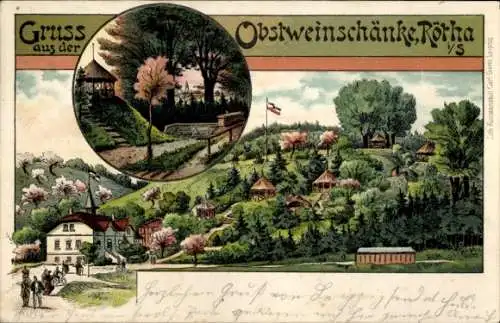 Litho Rötha in Sachsen, Obstweinschänke, Panorama