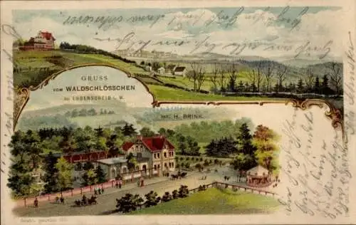 Litho Brügge Lüdenscheid im Märkischen Kreis, Panorama, Gastwirtschaft Waldschlösschen