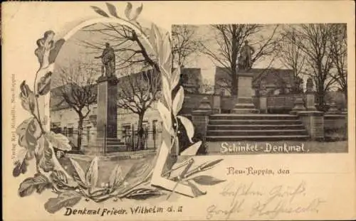 Ak Neuruppin in Brandenburg, Schinkel-Denkmal, Denkmal Friedrich Wilhelm