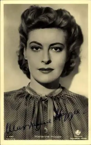 Ak Schauspielerin Marianne Hoppe, Portrait, Autogramm