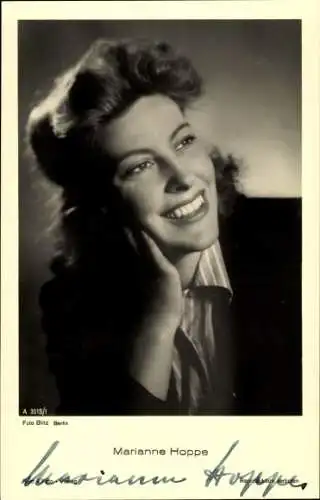 Ak Schauspielerin Marianne Hoppe, Portrait, Autogramm