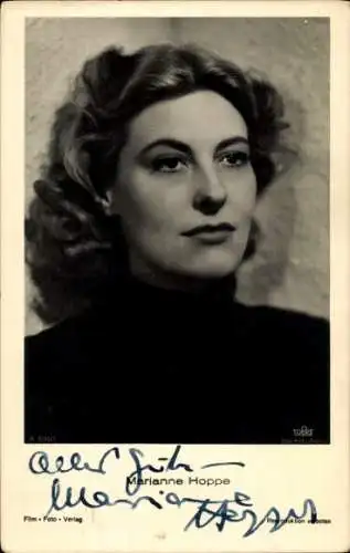 Ak Schauspielerin Marianne Hoppe, Portrait, Autogramm