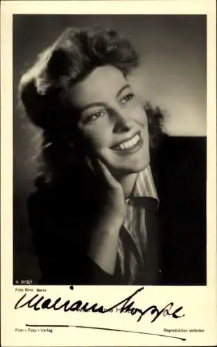 Ak Schauspielerin Marianne Hoppe, Portrait, Autogramm