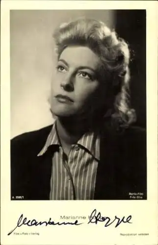 Ak Schauspielerin Marianne Hoppe, Portrait, Autogramm