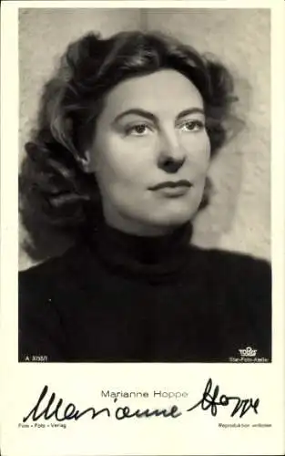 Ak Schauspielerin Marianne Hoppe, Tobis Film A 3755 1, Portrait, Autogramm