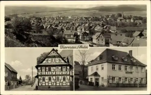 Ak Viernau Steinbach Hallenberg im Thüringer Wald, Gesamtansicht, Gasthof, Fachwerkhaus