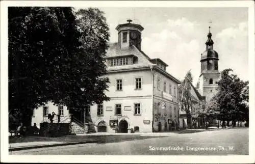 Ak Langewiesen Ilmenau am Thüringer Wald, Ratskeller, Rathaus, Kirchturm