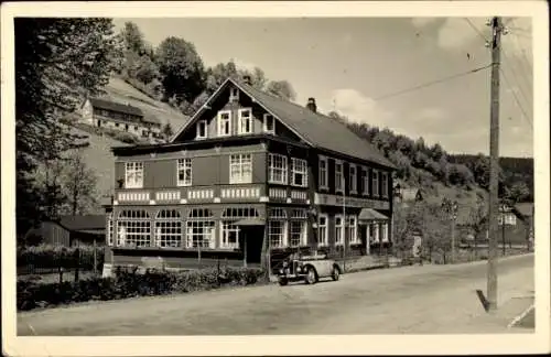 Foto Ak Katzhütte im Schwarzatal Thüringen, Hotel Martinshof, Auto