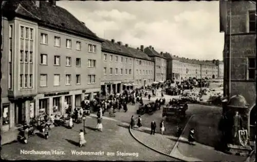 Ak Nordhausen am Harz, Wochenmarkt am Steinweg