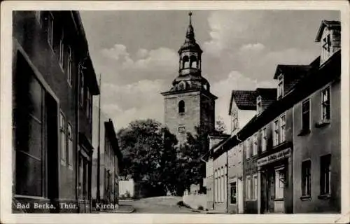 Ak Bad Berka Thüringen, Kirchstraße, Geschäft, Inh. O. Rothe, Kirche