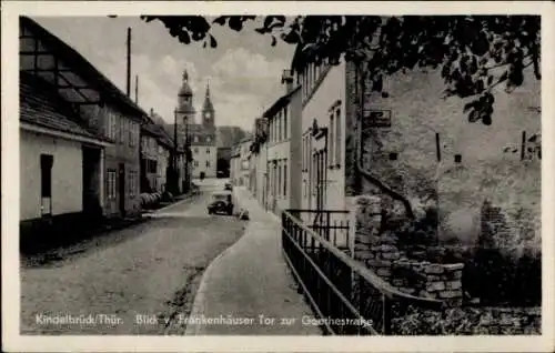 Ak Kindelbrück in Thüringen, Blick vom Frankenhäuser Tor zur Goethestraße