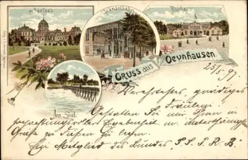 Litho Bad Oeynhausen in Nordrhein Westfalen, Wandelbahn, Solbad, Am Siel, Kurhaus