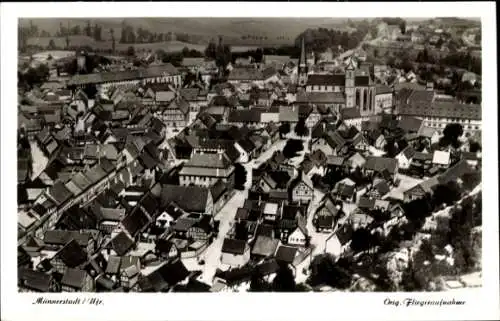 Ak Münnerstadt in Unterfranken Bayern, Fliegeraufnahme der Stadt