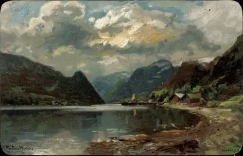 Künstler Ak Müller, Morten, Fra Nordfjord, Uferpartie, Wald