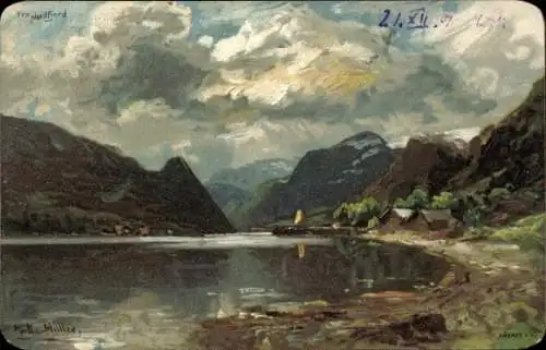 Künstler Ak Müller, Morten, Fra Nordfjord, Uferpartie