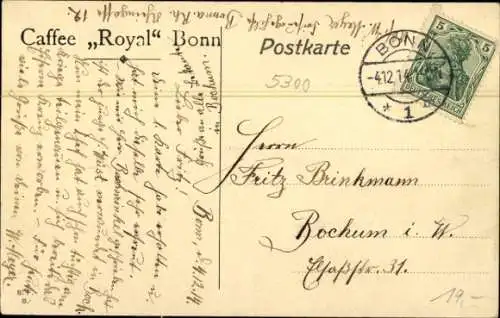 Ak Bonn am Rhein, Münsterkirche mit Kaiser Wilhelm I. Denkmal