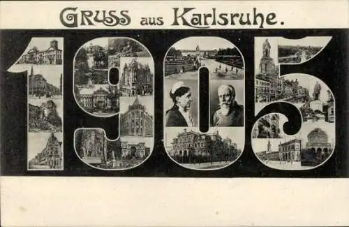 Buchstaben Ak Karlsruhe in Baden, Jahreszahl 1905, Adel, Stadtansichten