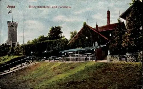 Ak Jena in Thüringen, Kriegerdenkmal, Forsthaus