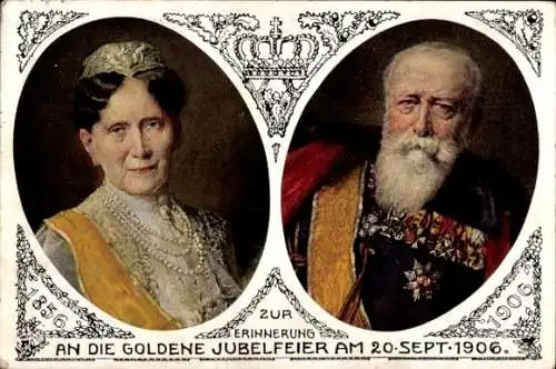 Künstler Ak Propheter, O., Großherzog Friedrich I. v. Baden, Großherzogin Luise, Gold. Hochzeit 1906