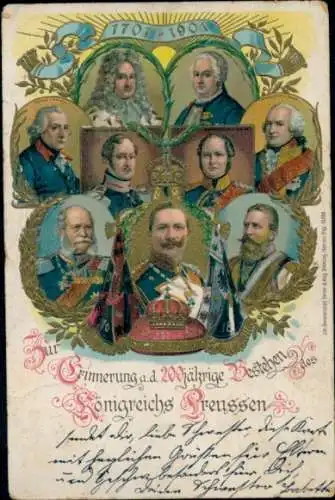 Präge Litho 200 jähriges Bestehen des Königreichs Preußen 1901, Wilhelm II