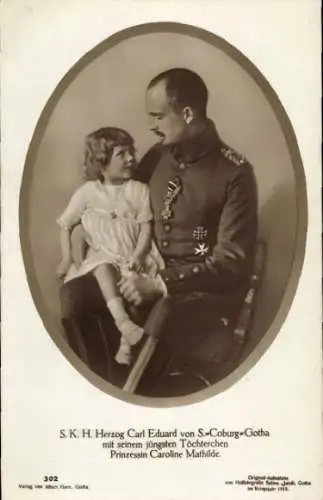 Ak Herzog Carl Eduard von Sachsen Coburg Gotha, Prinzessin Caroline Mathilde