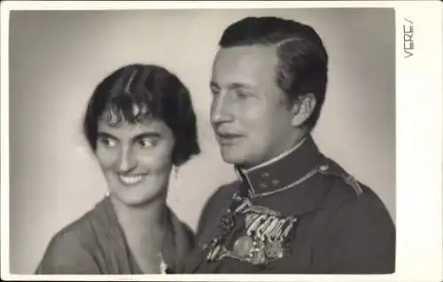 Foto Ak Erzherzog Joseph Franz von Österreich, Anna Monika Pia von Sachsen, Febr. 1934, Uniform