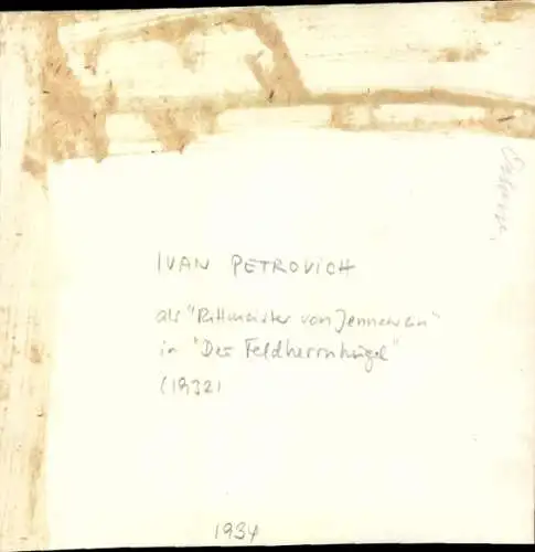 Ak Schauspieler Iván Petrovich, Der Feldherrnhügel, Autogramm