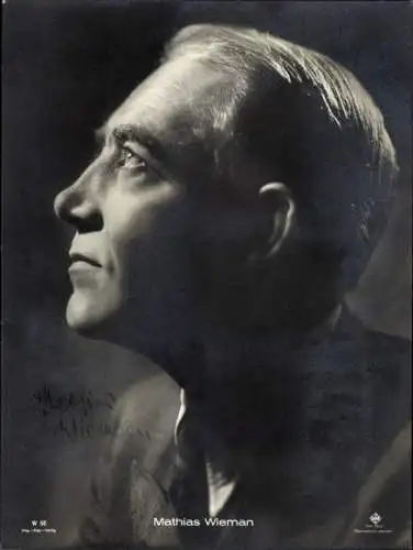 Ak Schauspieler Mathias Wieman, Portrait, Profilansicht, Autogramm