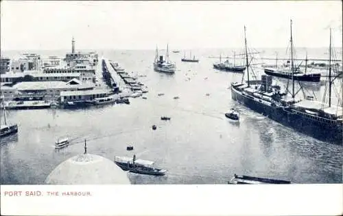 Ak Port Said Ägypten, Hafenblick