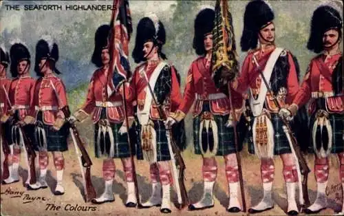 Künstler Ak Payne, Harry, The Colours, The Seaforth Highlanders, Uniformen, Kilts