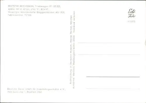 Ak Deutsche Reichsbahn, Triebwagen VT 137.353