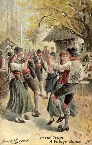 Ak Tirol, Tanzende Menschen, Tiroler Tracht