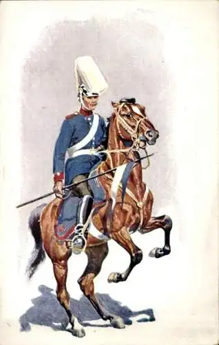 Foto Ak Bayrischer Soldat auf einem Pferd, Uniform