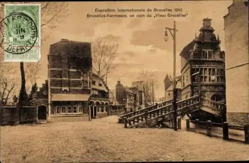 Ak Brüssel Brüssel, Mass, eine Ecke der Altstadt von Brüssel, Internationale Ausstellung 1910