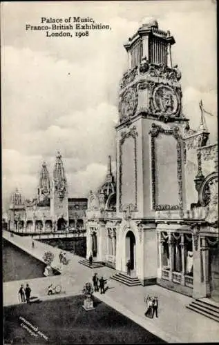 Ak London City England, Französisch-Britische Ausstellung 1908, Palast der Musik