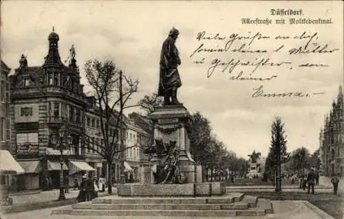 Ak Düsseldorf am Rhein, Alleestraße, Moltkedenkmal