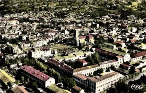 Ak Blida Algerien, Gesamtansicht, Kirche, Lycee Duveyrier, Luftbild