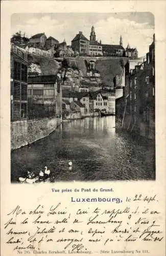 Ak Luxembourg Luxemburg, Blick vom Pont du Grund