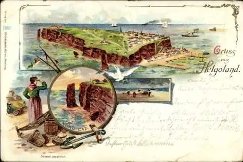 Litho Nordseeinsel Helgoland, Nordkap, Panorama