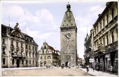 Ak Speyer am Rhein, Altpörtelplatz, Turm, Turmuhr