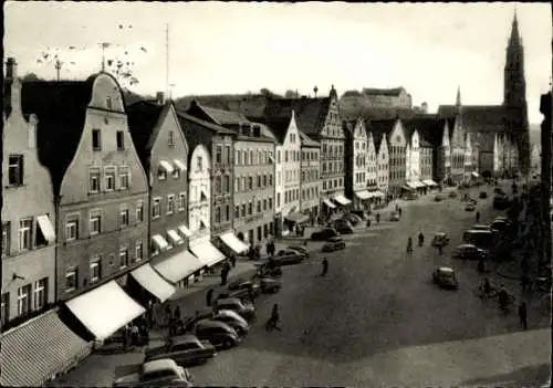 Ak Landshut in Niederbayern, Blick von der unteren Altstadt auf die St. Martinskirche