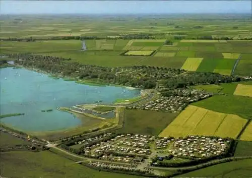 Ak Bedekaspel Südbrookmerland in Ostfriesland, Großes Meer, Campingplatz, Fliegeraufnahme