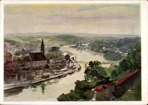 Künstler Ak Weidinger, Passau in Niederbayern, Stadtmotiv