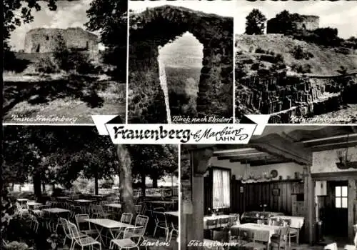 Ak Frauenberg Ebsdorfergrund Marburg, Gasthaus Zur Burgruine, Naturschutzgebiet, Ruine