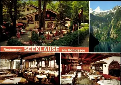 Ak Königsee Königssee Oberbayern, Cafe-Restaurant-Konditorei Zur Seeklause, Panorama