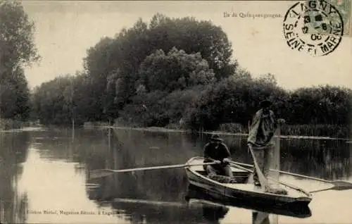 Ak Lagny Seine et Marne, Fischer im Boot