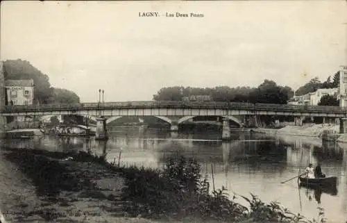 Ak Lagny Seine et Marne, Les Deux Ponts