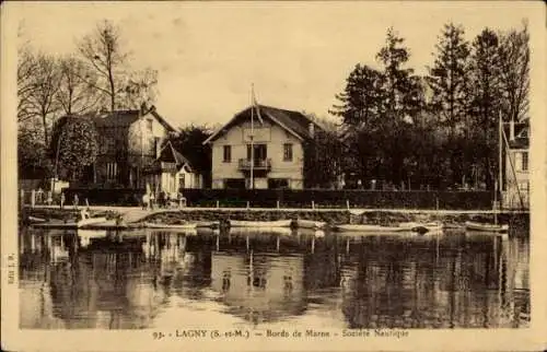 Ak Lagny Seine et Marne, Bords de Marne, Societe Nautique