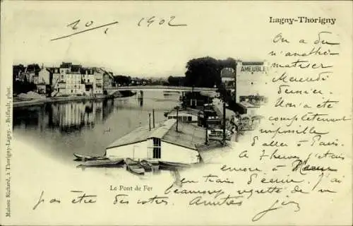 Ak Lagny Seine et Marne, Le Pont de Fer