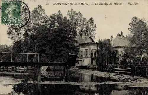 Ak Martigny Seine et Marne, Barrage du Moulin